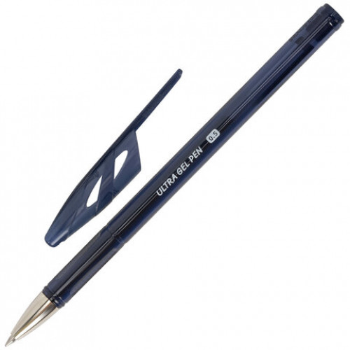 Ручка гелевая BRAUBERG ULTRA GEL NAVY BLUE, ТЕМНО-СИНЯЯ, стандартный наконечник 0,5 мм, линия письма 0,35 мм, 144281