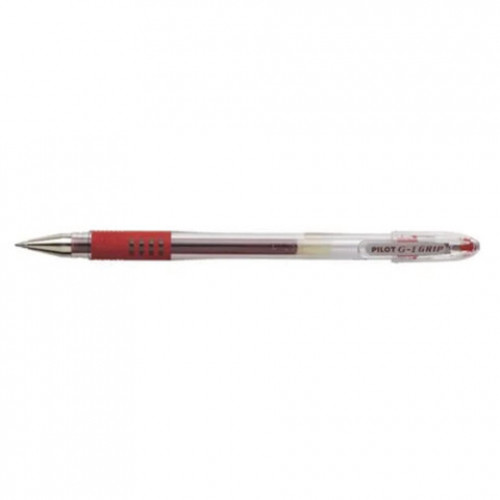 Ручка гелевая с грипом PILOT G-1 Grip, КРАСНАЯ, корпус прозрачный, узел 0,5 мм, линия письма 0,3 мм, BLGP-G1-5, BLGP-G1-5 R