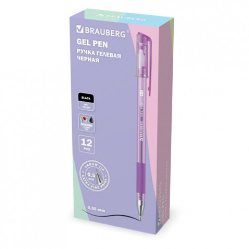Ручка гелевая с грипом, кросс-серия PASTEL, BRAUBERG, ЧЕРНАЯ, стандартный узел 0,5 мм, линия письма 0,35 мм, 273254