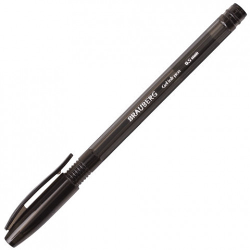 Ручка гелевая BRAUBERG Income, ЧЕРНАЯ, корпус тонированный, игольчатый узел 0,5 мм, линия письма 0,35 мм, 141517