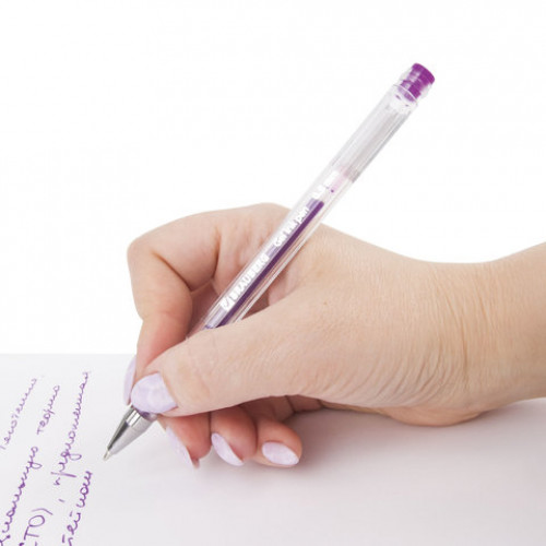 Ручка гелевая BRAUBERG Jet, ФИОЛЕТОВАЯ, корпус прозрачный, узел 0,5 мм, линия письма 0,35 мм, 142161