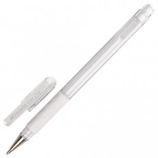 Ручка гелевая с грипом PENTEL (Япония) Hybrid Gel Grip, БЕЛАЯ, узел 0,8 мм, линия письма 0,4 мм, K118-LW