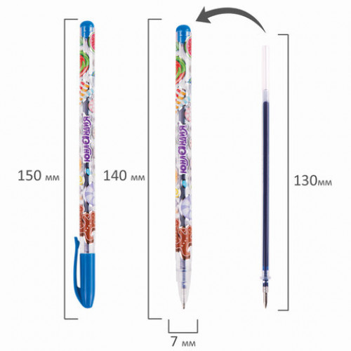 Ручки гелевые ЮНЛАНДИЯ, НАБОР 6 ЦВЕТОВ, корпус с печатью, узел 0,5 мм, линия письма 0,35 мм, 142799