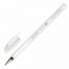Ручка гелевая BRAUBERG White Pastel, БЕЛАЯ, корпус прозрачный, узел 1 мм, линия письма 0,5 мм, 143417