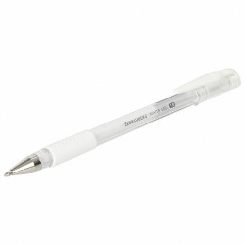 Ручка гелевая с грипом BRAUBERG White, БЕЛАЯ, пишущий узел 1 мм, линия письма 0,5 мм, 143416