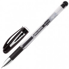 Ручка гелевая с грипом BRAUBERG Geller, ЧЕРНАЯ, игольчатый узел 0,5 мм, линия письма 0,35 мм, 141180