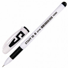 Ручка гелевая с грипом STAFF Manager, ЧЕРНАЯ, корпус белый, игольчатый узел 0,5 мм, линия письма 0,35 мм, 142393