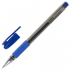 Ручка гелевая с грипом STAFF Basic, СИНЯЯ, корпус тонированный, узел 0,5 мм, линия письма 0,35 мм, 143676