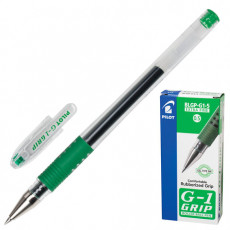 Ручка гелевая с грипом PILOT G-1 Grip, ЗЕЛЕНАЯ, корпус прозрачный, узел 0,5 мм, линия письма 0,3 мм, BLGP-G1-5 G