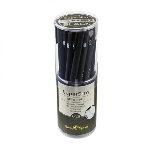Ручка гелевая BRUNO VISCONTI Super Slim Black, СИНЯЯ, узел 0,28мм, линия 0,2мм, 20-03, 20-0398