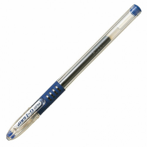Ручка гелевая с грипом PILOT G-1 Grip, СИНЯЯ, корпус прозрачный, узел 0,5 мм, линия письма 0,3 мм, BLGP-G1-5