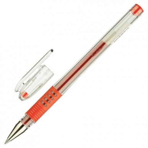 Ручка гелевая с грипом PILOT G-1 Grip, КРАСНАЯ, корпус прозрачный, узел 0,5 мм, линия письма 0,3 мм, BLGP-G1-5, BLGP-G1-5 R