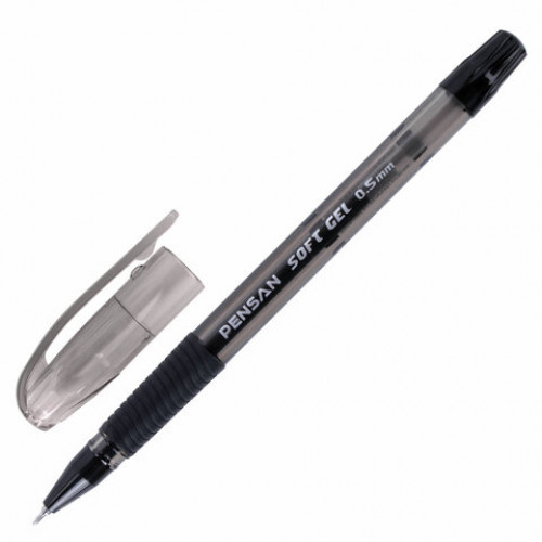 Ручка гелевая с грипом PENSAN Soft Gel Fine, АССОРТИ, игольчатый узел 0,5 мм, линия письма 0,4 мм, дисплей, 2420/S60