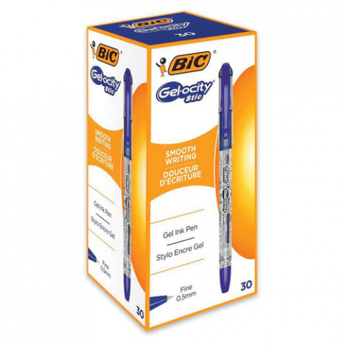 Ручка гелевая с грипом BIC Gelocity Stic, СИНЯЯ, узел 0,5 мм, линия письма 0,29 мм, CEL1010265