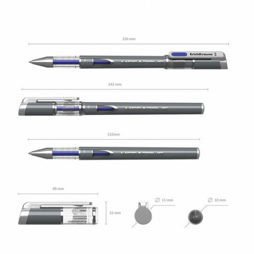 Ручка гелевая ERICH KRAUSE Megapolis Gel, СИНЯЯ, корпус с печатью, узел 0,5 мм, линия письма 0,4 мм, 92