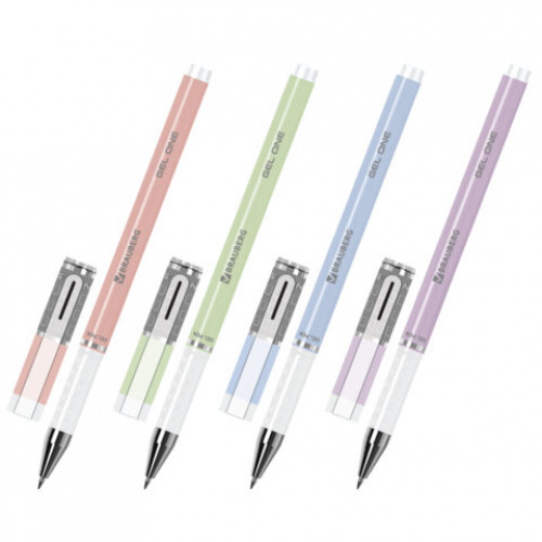 Ручка гелевая BRAUBERG GEL ONE PASTEL, ЧЕРНАЯ, корпус ассорти, узел 0,5 мм, линия 0,35 мм, 144039