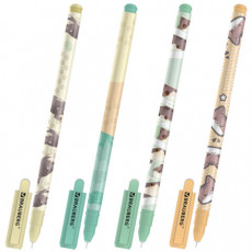 Ручка гелевая, кросс-серия МИЛЫЕ КОТЫ, BRAUBERG, СИНЯЯ, корпус ассорти, игольчатый наконечник 0,5 мм, линия письма 0,3 мм, 144480