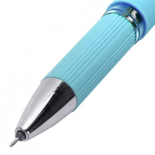 Ручки гелевые с грипом BRAUBERG VIVID PASTEL, СИНИЕ, НАБОР 3 ШТ., игольчатый узел 0,5 мм, линия письма 0,35 мм, 144540
