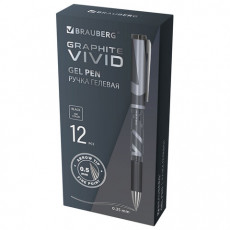 Ручка гелевая с грипом BRAUBERG GRAPHITE VIVID, ЧЕРНАЯ, пишущий узел 0,5 мм, линия письма 0,35 мм, 144542