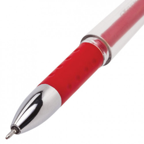 Ручка гелевая с грипом BRAUBERG Geller, КРАСНАЯ, игольчатый узел 0,5 мм, линия письма 0,35 мм, 141181
