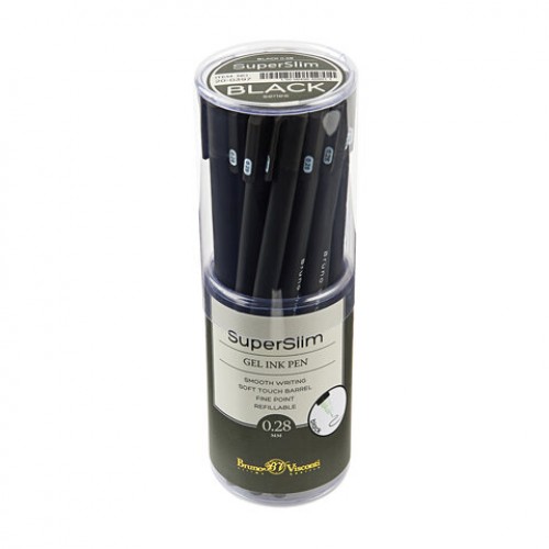 Ручка гелевая BRUNO VISCONTI Super Slim Black, ЧЕРНАЯ, узел 0,28мм, линия 0,2мм, 20-0, 20-0397