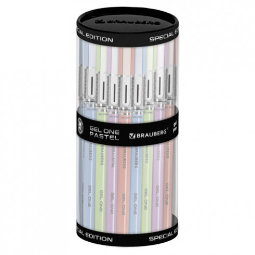 Ручка гелевая BRAUBERG GEL ONE PASTEL, ЧЕРНАЯ, корпус ассорти, узел 0,5 мм, линия 0,35 мм, 144039