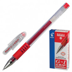 Ручка гелевая с грипом PILOT G-1 Grip, КРАСНАЯ, корпус прозрачный, узел 0,5 мм, линия письма 0,3 мм, BLGP-G1-5, BLGP-G1-5 R