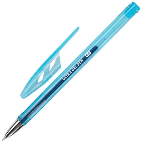 Ручки гелевые BRAUBERG ULTRA GEL PASTEL, НАБОР 4 ШТУКИ, СИНИЕ, стандартный наконечник 0,5 мм, линия письма 0,35 мм, 144282