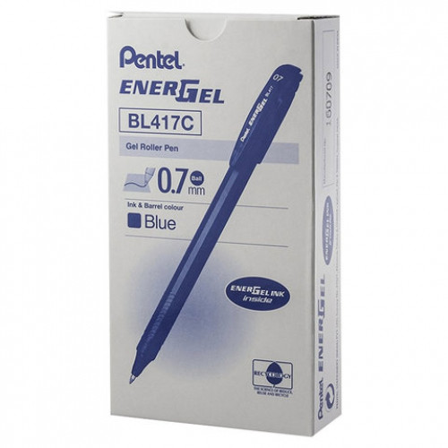 Ручка гелевая PENTEL (Япония) Energel, СИНЯЯ, корпус черный, узел 0,7 мм, линия письма 0,35 мм, BL417-C