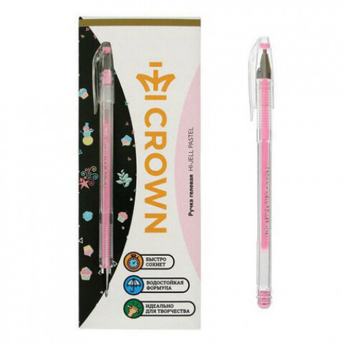 Ручка гелевая CROWN Hi-Jell Pastel, РОЗОВАЯ ПАСТЕЛЬ, узел 0,8 мм, линия письма 0,5 мм, HJR-500P