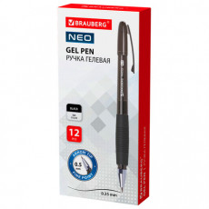 Ручка гелевая с грипом BRAUBERG NEO, ЧЕРНАЯ, пишущий узел 0,5 мм, линия письма 0,35 мм, 144537