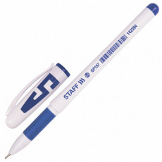 Ручка гелевая с грипом STAFF Manager, СИНЯЯ, корпус белый, игольчатый узел 0,5 мм, линия письма 0,35 мм, 142394