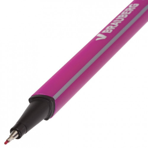 Ручка капиллярная (линер) BRAUBERG Aero, РОЗОВАЯ, трехгранная, металлический наконечник, линия письма 0,4 мм, 142256