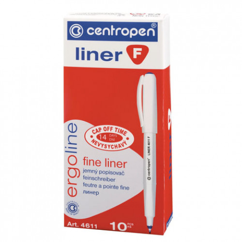 Ручка капиллярная (линер) СИНЯЯ CENTROPEN Liner, трехгранная, линия письма 0,3 мм, 4611, 2 4611 0106