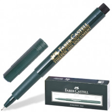 Ручка капиллярная (линер) FABER-CASTELL Finepen 1511, ЧЕРНАЯ, корпус темно-зеленый, линия 0,4 мм, 151199
