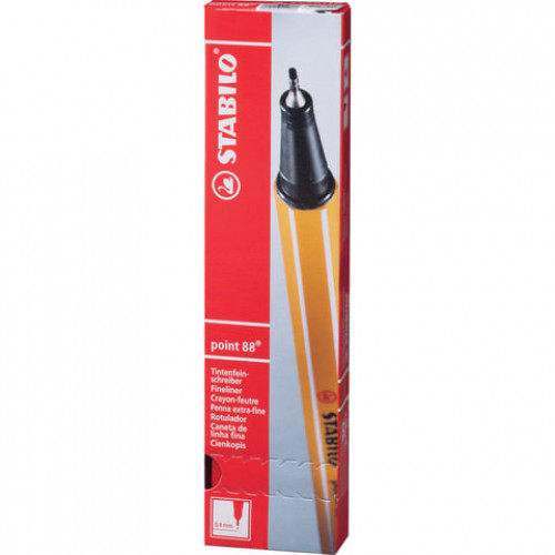 Ручка капиллярная (линер) STABILO Point 88, НЕОНОВАЯ КРАСНАЯ, корпус оранжевый, линия письма 0,4 мм, 88/040