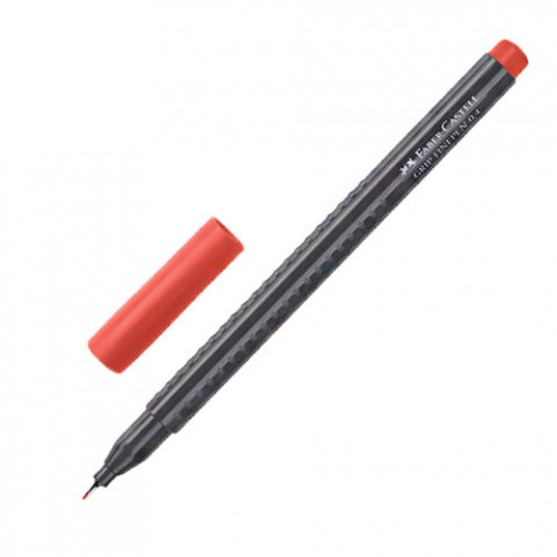 Ручка капиллярная (линер) FABER-CASTELL Grip Finepen, КРАСНАЯ, трехгранная, корпус черный, 0,4 мм, 151621