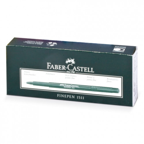 Ручка капиллярная (линер) FABER-CASTELL Finepen 1511, СИНЯЯ, корпус темно-зеленый, линия письма 0,4 мм, 151151