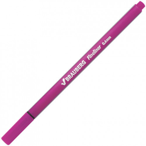 Ручка капиллярная (линер) BRAUBERG Aero, РОЗОВАЯ, трехгранная, металлический наконечник, линия письма 0,4 мм, 142256