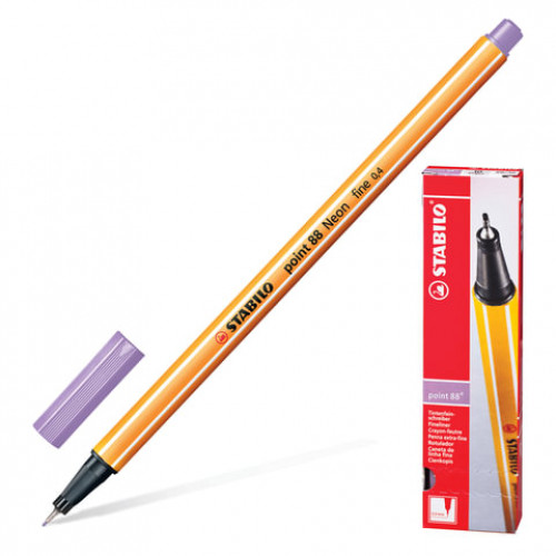 Ручка капиллярная (линер) STABILO Point 88, СВЕТЛО-СИРЕНЕВАЯ, корпус оранжевый, линия письма 0,4 мм, 88/59