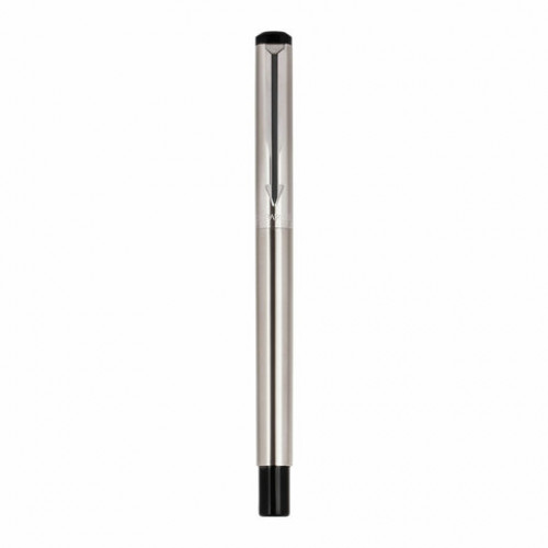 Ручка перьевая PARKER Vector Stainless Steel, корпус серебристый, детали из нержавеющей стали, синяя, S0029690