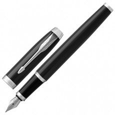 Ручка перьевая PARKER IM Core Black Lacquer CT, корпус черный глянцевый лак, хромированные детали, синяя, 1931644