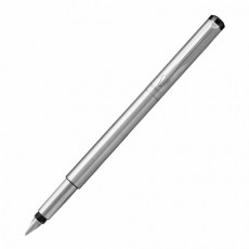Ручка перьевая PARKER Vector Stainless Steel, корпус серебристый, детали из нержавеющей стали, синяя, S0029690
