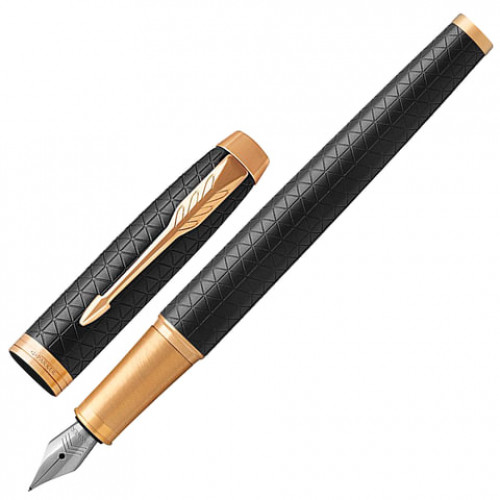 Ручка перьевая PARKER IM Premium Black GT, корпус черный матовый с гравировкой, позолоченные детали, синяя, 1931646