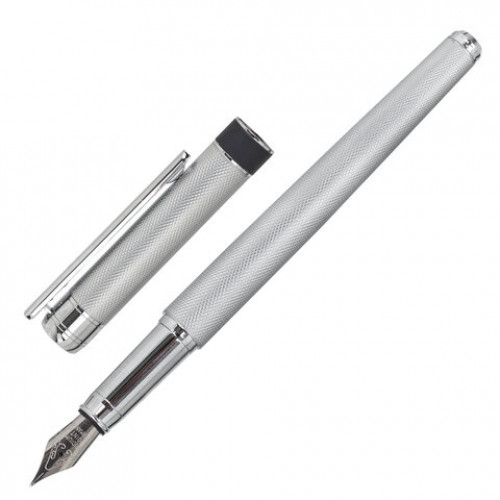 Ручка подарочная перьевая GALANT SPIGEL, корпус серебристый, детали хромированные, узел 0,8 мм, 143530