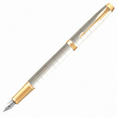 Ручка перьевая PARKER IM Premium Pearl GT, корпус жемчужный лак, позолоченные детали, синяя, 2143649