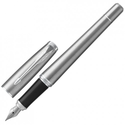 Ручка перьевая PARKER Urban Core Metro Metallic CT, корпус серебристый, хромированные детали, синяя, 1931597