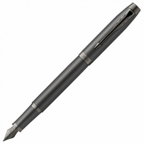 Ручка перьевая PARKER IM Professionals Monochrome Titanium, темно-серый лак, сталь, синяя, 2172959
