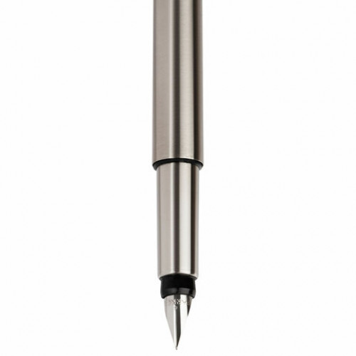 Ручка перьевая PARKER Vector Stainless Steel, корпус серебристый, детали из нержавеющей стали, синяя, S0029690