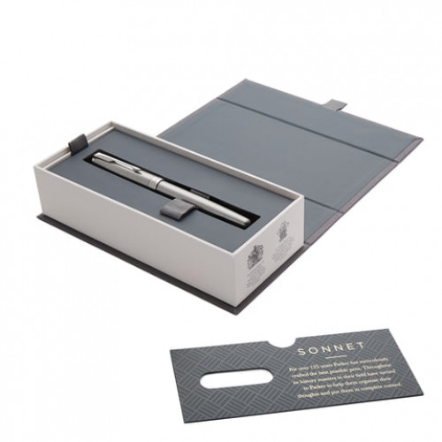 Ручка перьевая PARKER Sonnet Core Core Stainless Steel CT, корпус серебристый, палладиевые детали, черная, 1931509